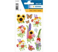 HERMA 3369 Flower Stickers for Children, Modern Flowers (30 Stickers, Paper, Matte) Self-Adhesive, Permanent Adhesive Motif Labels for Girls and Boys, Colourful
