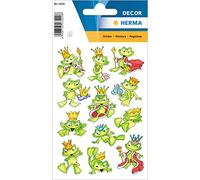 HERMA 3429 Frog King Paper Self Adhesive Stickers for Boys, Girls, Toddlers and Birthdays, 36 Animal Stickers for Kids