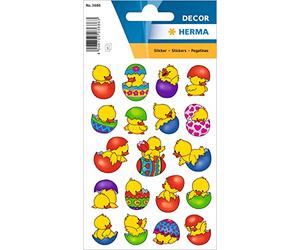 HERMA 3686 Stickers Easter Eggs Chick Colourful Small 57 Pieces Easter Stickers with Easter Motifs, Happy Easter Labels for Easter Gifts Easter Decoration Scrapbooking Decoration Gift Letters DIY