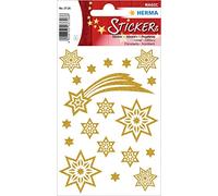 HERMA 3726 Stickers Stars Glitter Gold, Pack of 19, Star Stickers Made of Foil, Christmas Stickers, Star Stickers for Christmas Gifts, Advent Calendar Decoration, Children Reward, DIY Crafts
