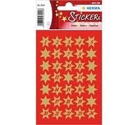 Herma 3924 Stickers Stars Gold Numbers 1-24 Small, 102 Pieces, 14 mm, Star Stickers Made of Paper, Christmas Stickers, Star Stickers for Christmas Gifts, Advent Calendar Decoration, Children's Reward