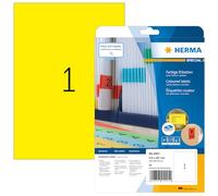 HERMA 4421 210x297mm Laser Paper Rectangular Coloured Labels - Matte Yellow (20 Labels, 1 per Sheet)