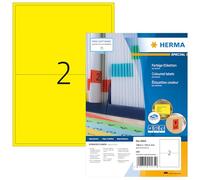 HERMA Self Adhesive Coloured Labels, 2 Labels per A4 Sheet, 100 Sheets, 199.6 x 143.5 mm, 200 Labels, Blank Colour Labels Stickers, Sticky Labels for Laser & Inkjet Printer, Yellow