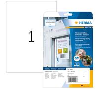 HERMA Self Adhesive Removable Film Labels, 1 Label per A4 Sheet, 20 Sheets, 210 x 297 mm, 20 Labels, Blank Weatherproof Labels Stickers, Sticky Labels for Laser & Inkjet Printer, White