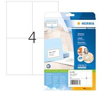 HERMA Self Adhesive Multi-Purpose Labels, 4 Labels Per A4 Sheet, 100 Labels For