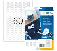 HERMA Self Adhesive Jewellery Labels, 60 Labels per A4 Sheet, 25 Sheets, 49 x 10 mm, 1500 Labels, Blank Price Tag Labels Stickers, Sticky Ring Labels for Laser & Inkjet Printer, White