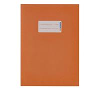 HERMA 5504 Paper Book Covers DIN A5 with Labelling Field Made from Strong Recycled Recycled Waste Paper and Rich Colours Set of 10 Exercise Book Protectors for School Books Orange