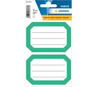 HERMA 5716 Labels for Writing on Neutral Green Border, 12 Pieces, 82 x 55 mm, Self-Adhesive Lined Stickers for School, Kids, Girls, Boys, Blank Book Labels, White