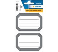HERMA 5719 Book Labels for Writing on Neutral Grey Border, 12 Pieces, 82 x 55 mm, Self-Adhesive Lined Book Stickers for School Kids Girls Boys, Blank Book Labels Stickers, White