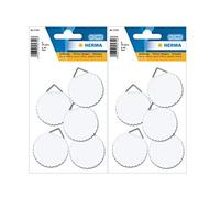 HERMA 5749 Picture Hanger for Gluing, Large (Diameter 45 mm, Paper with Linen Texture), Self-Adhesive, Water-Soluble Rubberised, Load Capacity 1,200 g, White (12 Hooks - Diameter 45 mm)