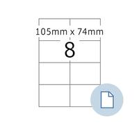 HERMA 58105 Weatherproof Film Labels, 250 Sheets, 105 x 74 mm, 8 Per A4 Sheet, Pack of 2000, Self-Adhesive, Printable, Matt, Blank Outdoor Adhesive Labels Stickers Made of Polyethylene, White