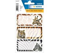 Herma Book Labels 5877 African Animals - 9 pcs, 76 x 35 mm, Self-Adhesive Lined, Multicolor