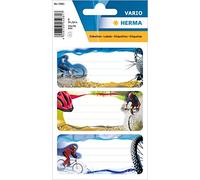 HERMA 5981 Book Labels Mountain Bike Self-Adhesive School Labels for Children, Girls and Boys, 9 School Labels