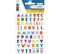 HERMA 6291 Stone Stickers for Children, Letters (62 Stickers, Plastic, Matte) Self-Adhesive, Permanent Adhesive Motif Labels for Girls and Boys, Colourful