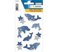 HERMA 6436 Glitter Stickers Dolphins Self-Adhesive Foil Stickers for Boys Girls or Sticker Album, 8 Animal Stickers for Children