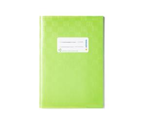 HERMA 7435 Notebook Covers A5 Raffia Light Green, Pack of 25, Book Covers with Label & Raffia Structure Made of Durable & Wipe-Clean Polypropylene Film, Notebook Cover Set for School Notebooks,