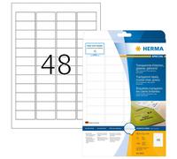 HERMA 8016 Self Adhesive Clear Film Labels, 48 Labels per A4 Sheet, 25 Sheets, 4
