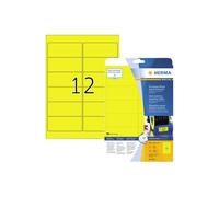 HERMA Self Adhesive Film Labels, 12 Labels per A4 Sheet, 25 Sheets, 99.1 x 42.3 mm, 300 Labels, Blank Weatherproof Labels Stickers, Sticky Labels for Laser & Inkjet Printer, Yellow