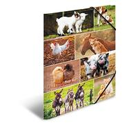 HERMA A3 Farm Folder, Children's Corner Folder Made of Cardboard with Animal Motif, Elastic Band, Inner Flaps and Inner Print for Boys and Girls