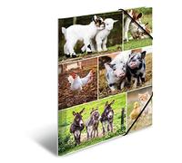 HERMA A4 Farm Children's Portfolio Folder with Corner Folder Made of Cardboard with Animal Motif, Elastic Band, Inner Flaps and Inner Print for Boys and Girls