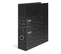 HERMA A4 Lever Arch File Black, Pack of 5, 70mm Spine, Heavy Duty Folder with Pattern Motif, Glossy Finish & Inner Print, Kids Ring Binder, Archiving Folder & Storage File Organizer