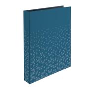 HERMA A4 Ring Binder Blue, 4 Ring File, 46mm Spine, Slim Folder with Pattern, Inner Print & Soft Touch Finish, Archiving Folder & Storage File Organizer