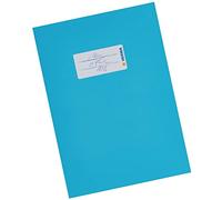 HERMA Cardboard Exercise Book Cover A5, with inscription field, made of extra-strong cardboard, slip on cover jackets for school, light blue