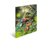 HERMA Children's A3 Dinosaur Portfolio Folder, Corner Folder Made of Cardboard with Animal Dino Motif, Elastic Band, Inner Flaps and Inner Print for Boys and Girls