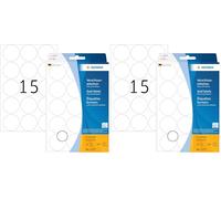 HERMA Clear Seal Stickers, 240 Labels, Ø 32 mm, 15 Labels per Sheet, Self Adhesive Round Sealing Stickers, Blank Sticky Dots for Mail Envelopes Boxes Gift Packaging, Transparent (Pack of 2)