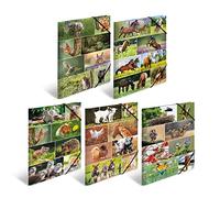 HERMA Collector's Folders A3 Animal Motifs Set, Pack of 10, Children's Cardboard Corner Folder with Animal Motif, Elastic Band, Inner Flaps and Inner Print for Boys and Girls