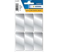 HERMA Coloured Labels, 6 Labels per Sheet, 3 Sheets, 26 x 54 mm, 18 Labels, Self Adhesive Large Labels Stickers, Blank Sticky Multi Purpose Labels for Office Kitchen Home, Silver