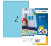HERMA Self Adhesive Coloured Labels, 2 Labels per A4 Sheet, 100 Sheets, 199.6 x 143.5 mm, 200 Labels, Blank Colour Labels Stickers, Sticky Labels for Laser & Inkjet Printer, Blue