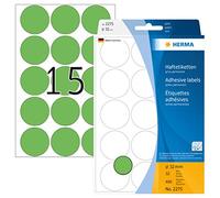 HERMA Dot Stickers Green, 480 Labels, Ø 32 mm, 15 Labels per Sheet, Self Adhesive Round Colour Labels Stickers, Blank Marking Dots, Sticky Circle Stickers for Color Coding Calendar