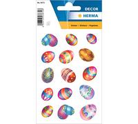 HERMA Easter Eggs Self-Adhesive Stickers, 30 Multicolor Stickers, Paper, Festive Style, Permanent Adhesive, Ideal for Easter Decoration, Crafts, Gifts, Cards, 9x16cm, Indoor Use