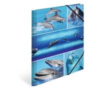 HERMA Elastic Folder Animals with Dolphins Motif, A4, Sturdy Cardboard, with Inner Print, 1 Span Folder