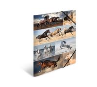HERMA Elastic Folder Animals with Horses Motif, A3, Sturdy Cardboard, with Inner