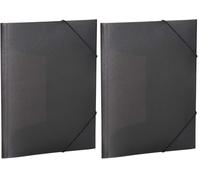 HERMA Elastic Folder Translucent in Black, A4, Sturdy Plastic, with 3 Inner Flaps, 1 Span Folder (Pack of 2)