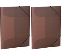 HERMA Elastic Folder Translucent in Brown, A4, Sturdy Plastic, with 3 Inner Flaps, 1 Span Folder (Pack of 2)