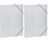HERMA Elastic Folder Translucent in White, A4, Sturdy Plastic, with 3 Inner Flaps, 1 Span Folder (Pack of 2)