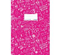 HERMA Exercise Book Cover A4 SCHOOLYDOO design, with inscription label, made of wipeable and sturdy plastic, slip on cover jackets for school, pink, 19409