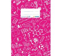 HERMA Exercise Book Cover A5 SCHOOLYDOO Design, with Inscription Label, Made of wipeable and Sturdy Plastic, Slip on Cover Jackets for School, Pink