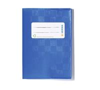 HERMA Exercise Book Cover A6 Portrait, with Inscription Label, Made of wipeable and Sturdy Plastic, Slip on Cover Jackets for School, Blue, 19897