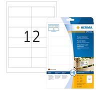 HERMA Extra-Strong Adhesive Extreme Heavy Duty Labels, 12 Labels Per A4 Sheet, 3