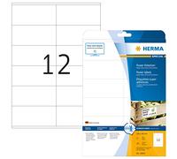 HERMA Extra Strong Adhesive Labels, 12 Labels per A4 Sheet, 25 Sheets, 105 x 48 mm, 300 Labels, Blank Heavy Duty Labels Stickers, Sticky Labels for Laser & Inkjet Printer, White