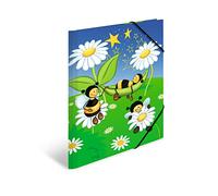 HERMA Folder A3 Bee Set of 3, Corner Folder Made of Cardboard with Nursery Motif, Elastic Band, Inner Flaps and Inner Print for Boys, Girls and Children