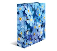HERMA Folder A4 Blue Flowers, 7 cm Wide, Children's Ring Binder with Plants Motif, Colourful Lever Arch File with Inner Print for Boys and Girls