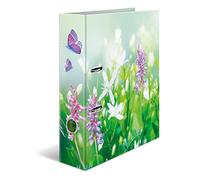 HERMA Folder A4 Green Meadow Set, 10 Pieces, 7 cm Wide, Children's Ring Binder with Plant Motif, Colourful Lever Arch File with Inner Print for Boys and Girls