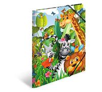 HERMA Folder A4 Jungle, Corner Folder Made of Cardboard with Nursery Motif, Elastic Band, Inner Flaps and Inner Print for Boys, Girls and Children