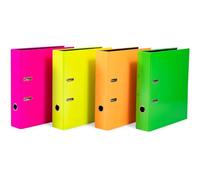 HERMA Folder A4 Neon Set, 10 Pieces, 7 cm Wide, Children's Ring Binder, Plain Lever Arch File in Bright Neon Colour for Boys and Girls