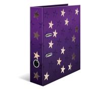 Herma Folder A4 Stars, 7 cm Wide, Children's Ring Binder with Purple Star Motif, Colourful Lever Arch File with Shiny Finish, Inner Print for Boys and Girls